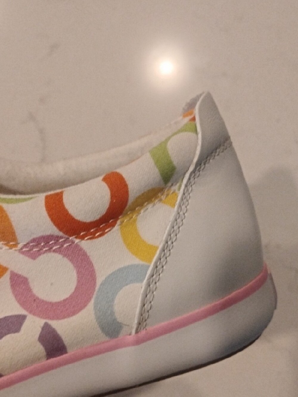 Coach White Low-Top Sneakers with Multicolor 'C' Print - Picture 4 of 15